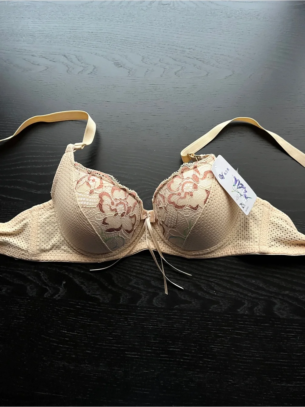 Chic Chunya Beige Lace Mesh Underwire Bra 36/B80 - Picture 14 of 16